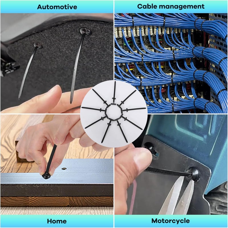 Denchy 50Pcs Nylon Universal Cable Tie Buckle, Ziplock Pro Car Button Grip Ziptie Lock Clips, Strap Style Self-Locking Zip Tie for Automotive Bumper Fender Liner Auto Body Trim Panel Fastener Push Rivets - Image 5